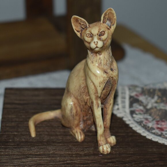 Vintage Antique Handmade Carved Small Mini 4inch Sphynx Cat Figure Decor - Picture 8 of 16
